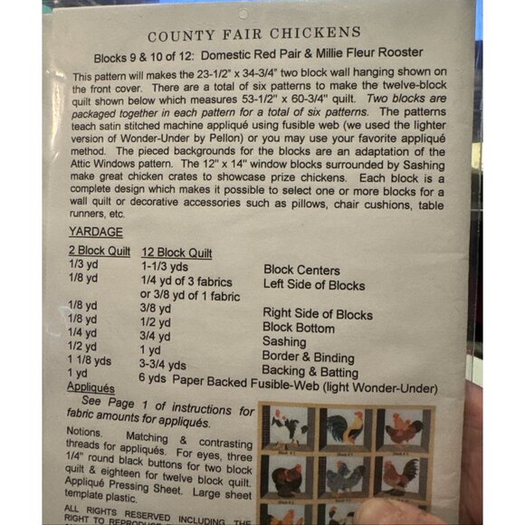 Quilt Pattern County Fair Chickens Color Me Patterns 324 by Shirley Stevenson - Picture 4 of 4